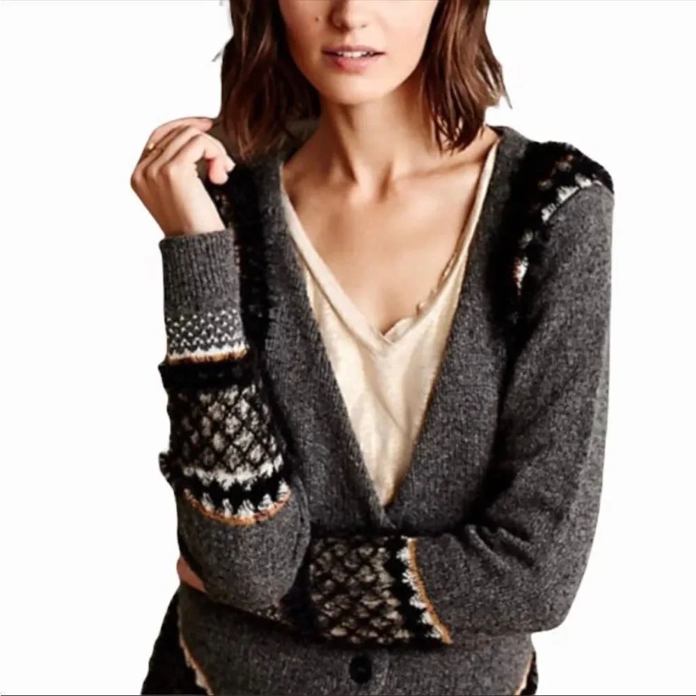 ANTHROPOLOGIE | SLEEPING ON SNOW Corby Lodge Button Cardigan Gray Women’s XS